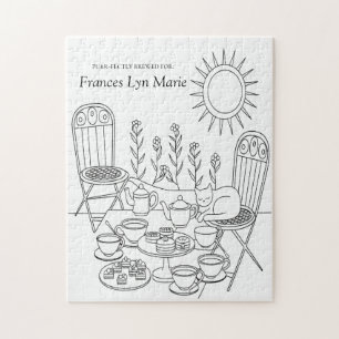 Thème de fête de thé dans le jardin et puzzle de c
