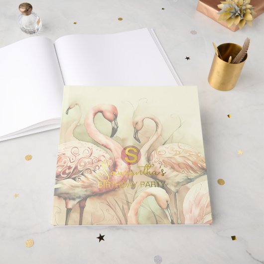 Thème de fête Flamingo, personnalisé (Recto ouvert)