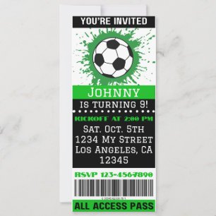 Thème de football Billet d'anniversaire Invitation