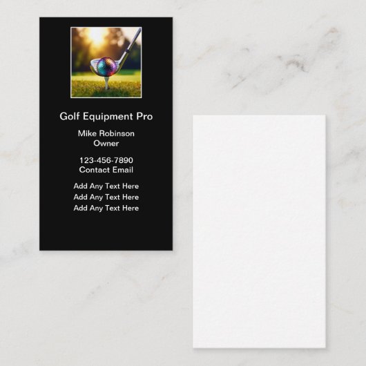 Thème de golf Carte de visite style vertical (Devant / Derrière)
