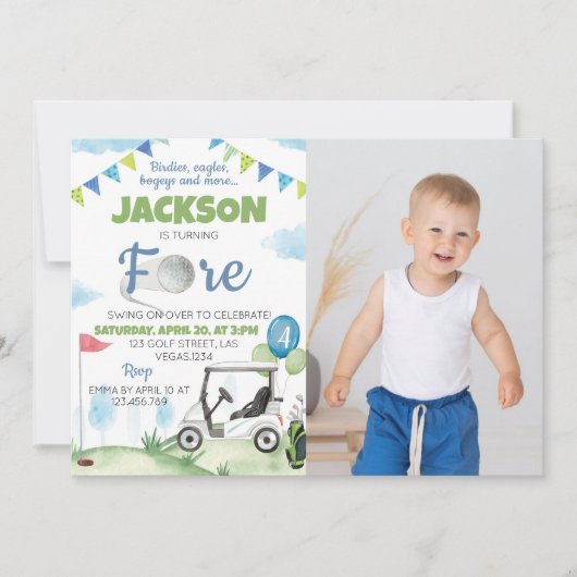 Thème de golf Invitation de fête d'anniversaire 4 (Devant)