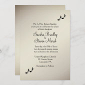 Thème de guitare Faire-part de mariage d'or antiqu (Devant / Derrière)