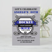 Thème de hockey bleu Invitations de la fête d'anni (Debout devant)