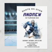 Thème de hockey personnel Invitation de fête d'ann (Devant / Derrière)