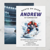 Thème de hockey personnel Invitation de fête d'ann (Devant / Derrière)