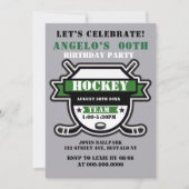 Thème de hockey vert Invitations de la fête d'anni (Devant)