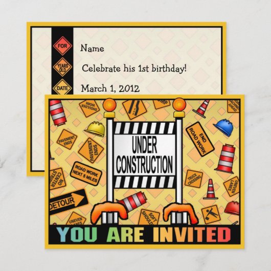 Thème de la construction Invitation de la fête des (Devant / Derrière)