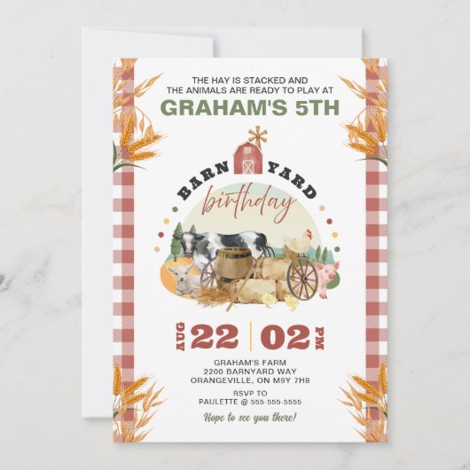 Thème de la ferme Anniversaire Invitation (Devant)