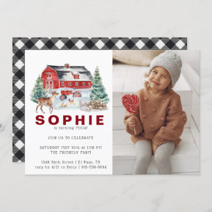 Thème de la ferme d'hiver   Invitation de fête d'a