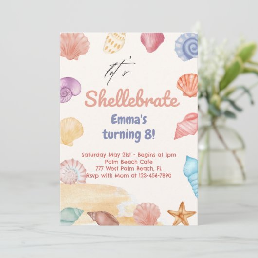 Thème de la plage de Shellabrate Invitation d'anni (Debout devant)