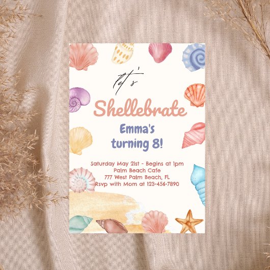 Thème de la plage de Shellabrate Invitation d'anni