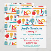 Thème de l'école Anniversaire Invitation Enseignan (Devant / Derrière)