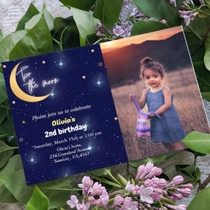 Thème de l'espace deux la lune 2ème invitation ann