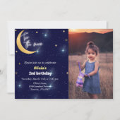 Thème de l'espace deux la lune 2ème invitation ann (Devant)