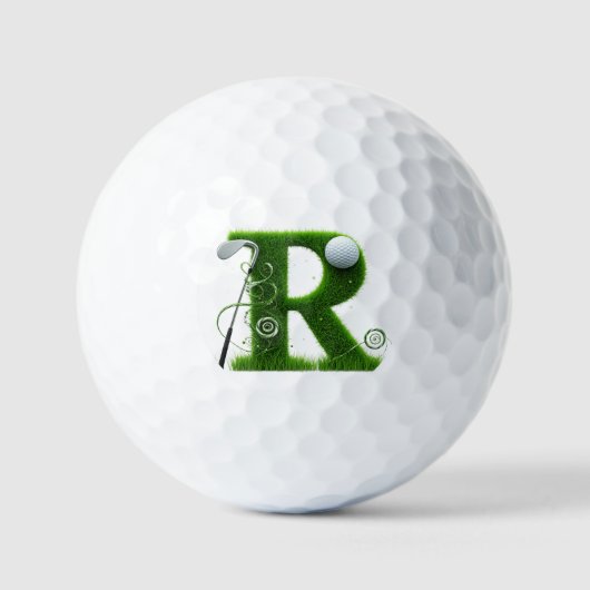 Thème de lettre d'herbe de golf avec balles et clu (Recto)