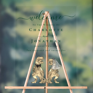 Thème de mariage dinosaure Bienvenue Écriture vert