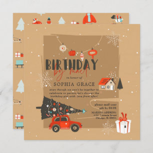 Thème de Noël Anniversaire par invitation postale