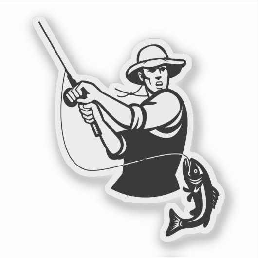 Thème de pêche Stickers d'action décale (Devant)