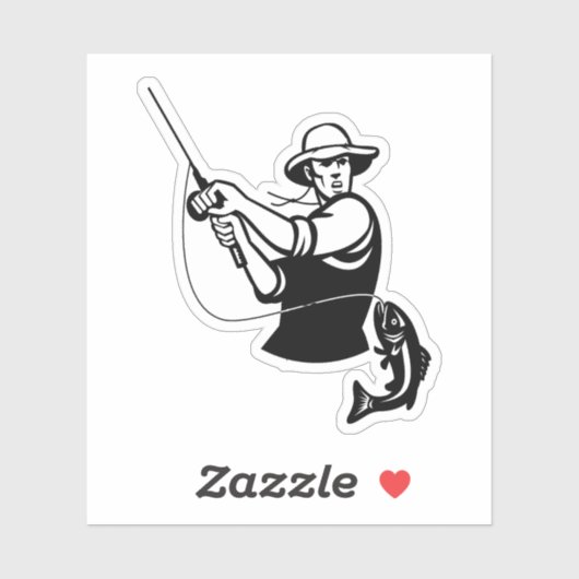 Thème de pêche Stickers d'action décale (Feuille)