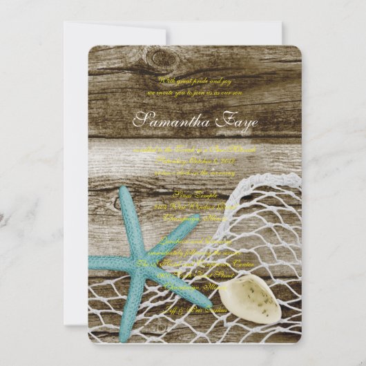 THÈME DE PLAGE B'NOT B'NAI BAR INVITATION BAT MITZ (Devant)