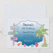 Thème de plage Invitation personnalisée cinq ligne (Devant / Derrière)