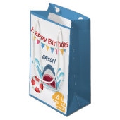 Thème de requin Joyeux Anniversaire Petit sac cade (Devant Angle)