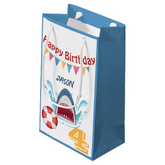 Thème de requin Joyeux Anniversaire Petit sac cade (Dos Angle)