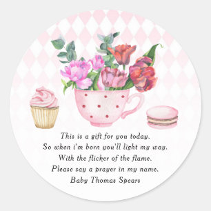 Thème de Tea Party - Étiquette de bougie de prière