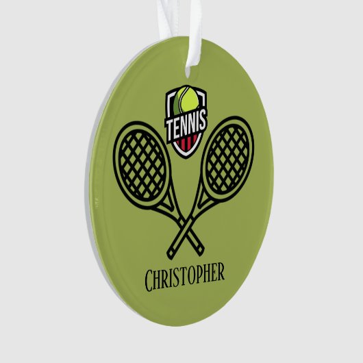 Thème de tennis Monogramme Nom Ornament (devant)