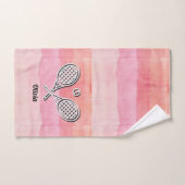 Thème de tennis Pink Monogramme Nom Tennis Ball (Serviette à main)