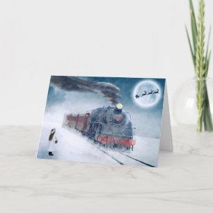 Thème de train Noël Carte de voeux Père Noël