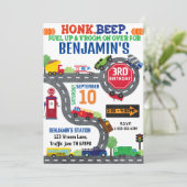 Thème de transport Anniversaire Fête Invitation (Debout devant)