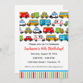 Thème de transport Anniversaire Fête Invitation (Devant / Derrière)