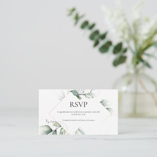 Thème de verdure Mariage RSVP Carte (Debout devant)