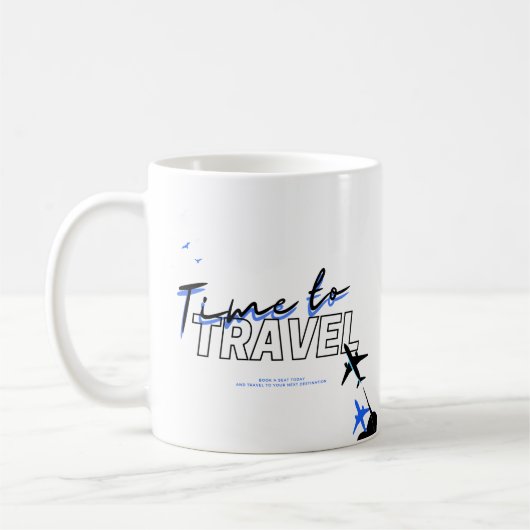 Thème de voyage Bleu Noir Tasse à café (Gauche)