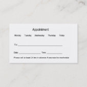 Thème Dentiste Nomination Carte de visite Modèle (Dos)