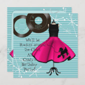 Thème des années 1950 Anniversaire Fête Invitation (Devant / Derrière)