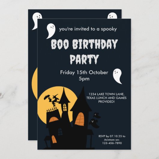 Thème d'Halloween Carte d'invitation Anniversaire (Devant / Derrière)