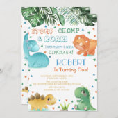 Thème Dinosaur Anniversaire Fête Invitation (Devant / Derrière)