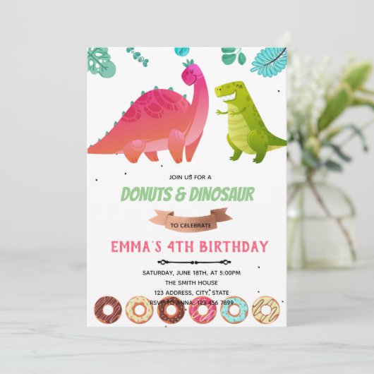 Thème Dinosaure Fille Dinosaure Invitation (Debout devant)