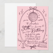 Thème Disco 30e anniversaire Invitation pour les f (Devant / Derrière)