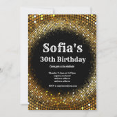 Thème Disco, or anniversaire fête invitation (Devant)