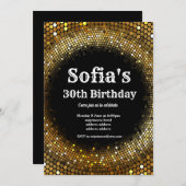 Thème Disco, or anniversaire fête invitation (Devant / Derrière)