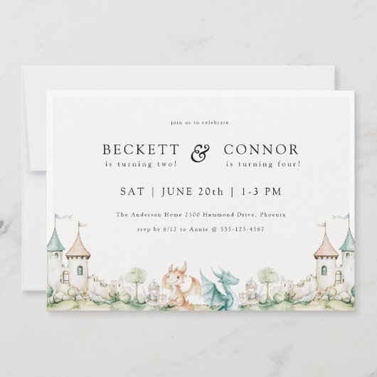 Thème Dragon Jonction Anniversaire Fête Invitation (Devant)