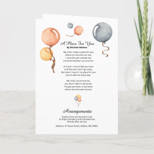 Thème du ballon Programme funéraire de l'enfant (Dos)