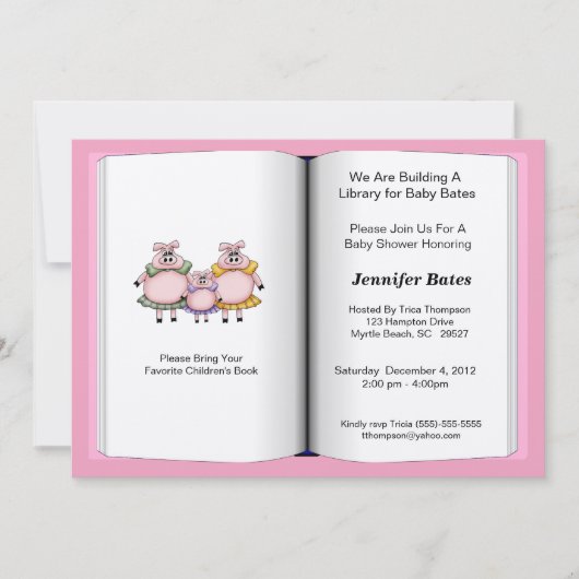 Thème du livre Baby shower Invitation (fille) (Devant)