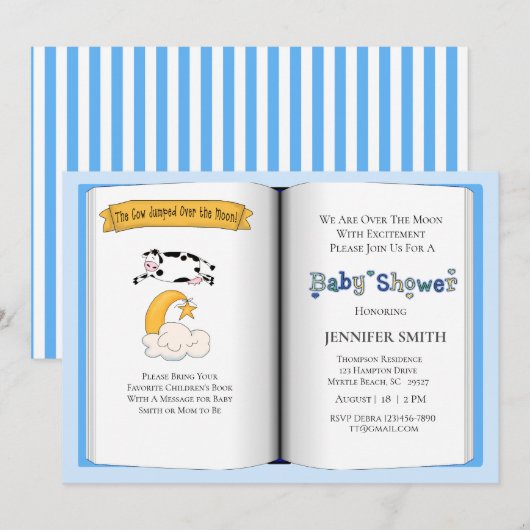 Thème du livre Invitation Baby shower (Garçon) (Devant / Derrière)