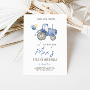 Thème du Tracteur bleu Anniversaire Invitation