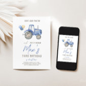 Thème du Tracteur bleu Anniversaire Invitation