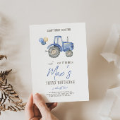 Thème du Tracteur bleu Anniversaire Invitation